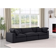Meridian Furniture Comfy Black Linen Textured Fabric 3-Pc. Modular Sofa