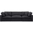 Meridian Furniture Comfy Black Linen Textured Fabric 3-Pc. Modular Sofa
