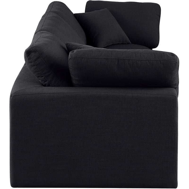 meridian furniture comfy black linen textured fabric 3-pc. modular sofa