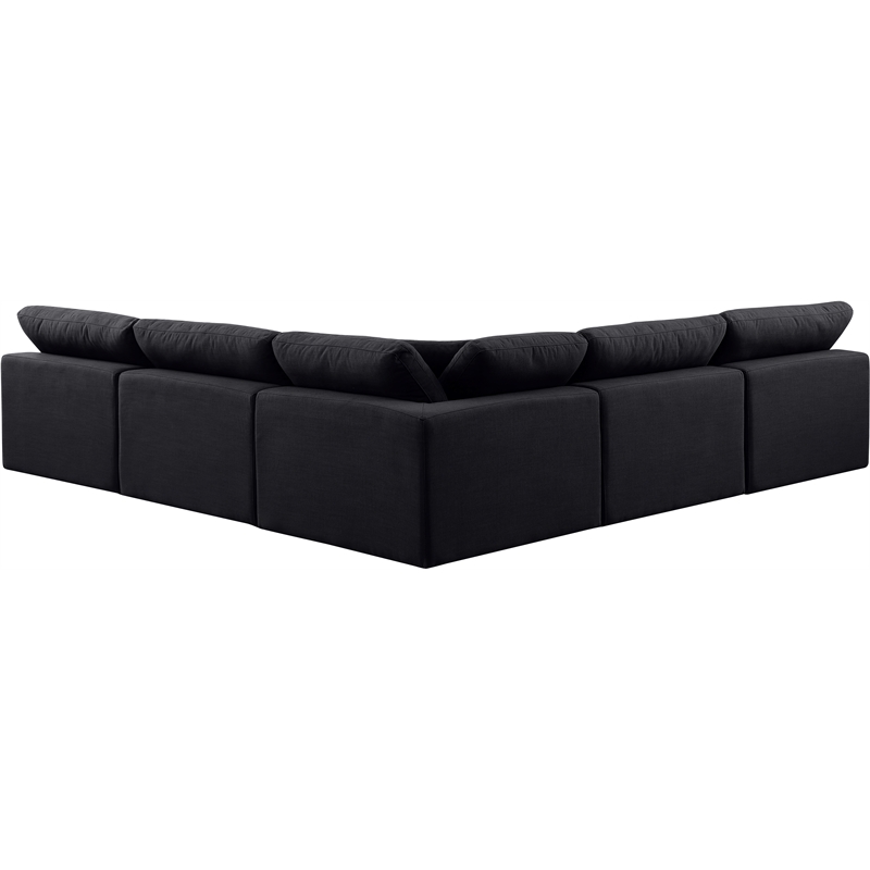 Meridian Furniture Comfy Black Linen Textured Fabric 5-Pc. Modular Sectional