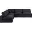 Meridian Furniture Comfy Black Linen Textured Fabric 5-Pc. Modular Sectional