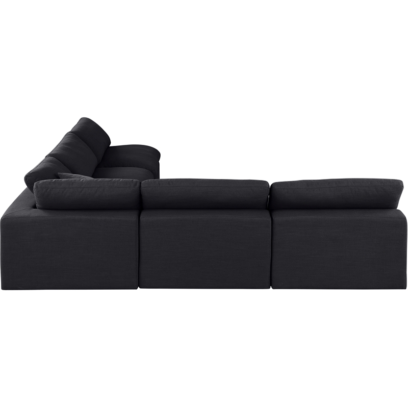 Meridian Furniture Comfy Black Linen Textured Fabric 5-Pc. Modular Sectional