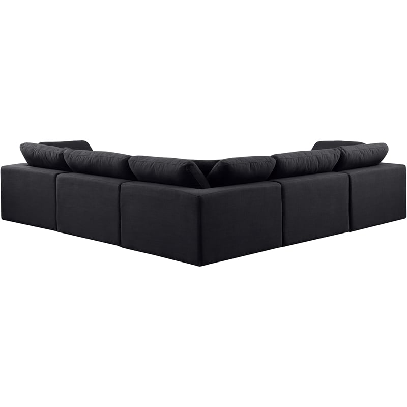 Meridian Furniture Comfy Black Linen Textured Fabric 5-Pc. Modular Sectional