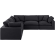 Meridian Furniture Comfy Black Linen Textured Fabric 5-Pc. Modular Sectional