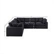 Meridian Furniture Comfy Black Linen Textured Fabric 5-Pc. Modular Sectional