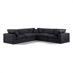 Meridian Furniture Comfy Black Linen Textured Fabric 5-Pc. Modular Sectional