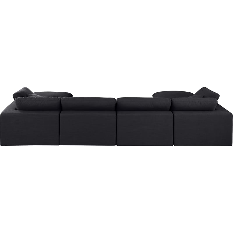 Meridian Furniture Comfy Black Linen Textured Fabric 6-Pc. Modular Sectional