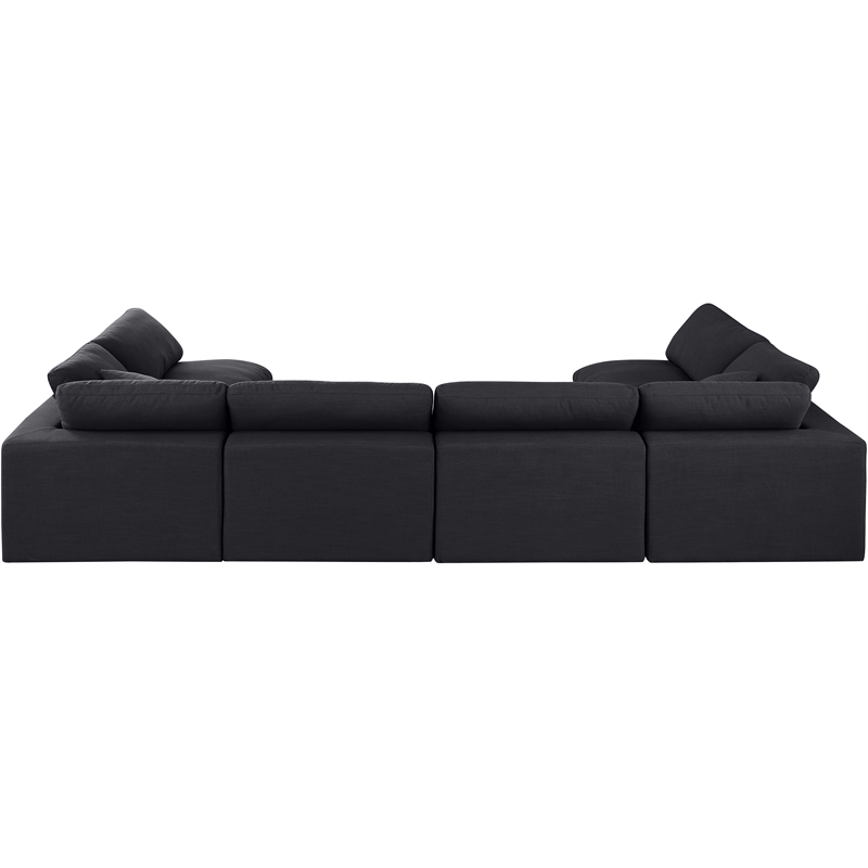 Meridian Furniture Comfy Black Linen Textured Fabric 6-Pc. Modular Sectional