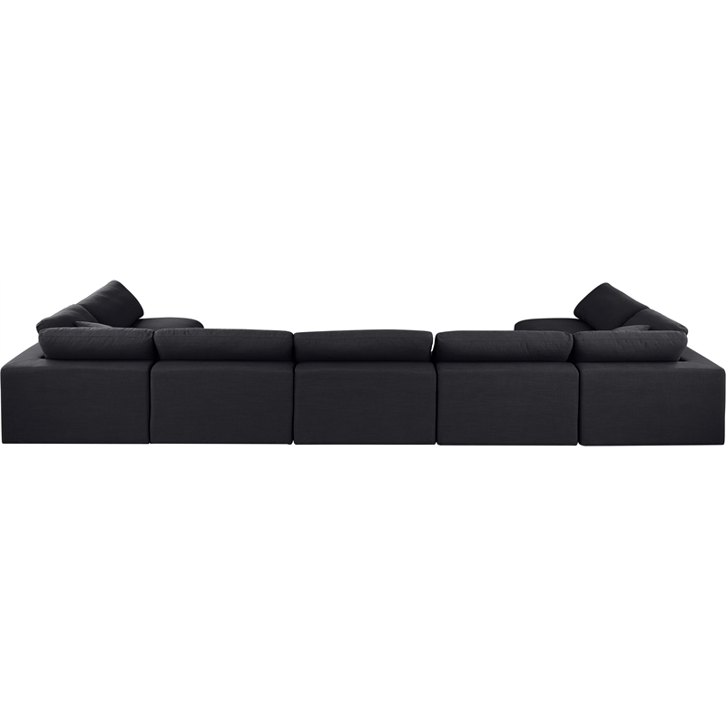 Meridian Furniture Comfy Black Linen Textured Fabric 7-Pc. Modular Sectional