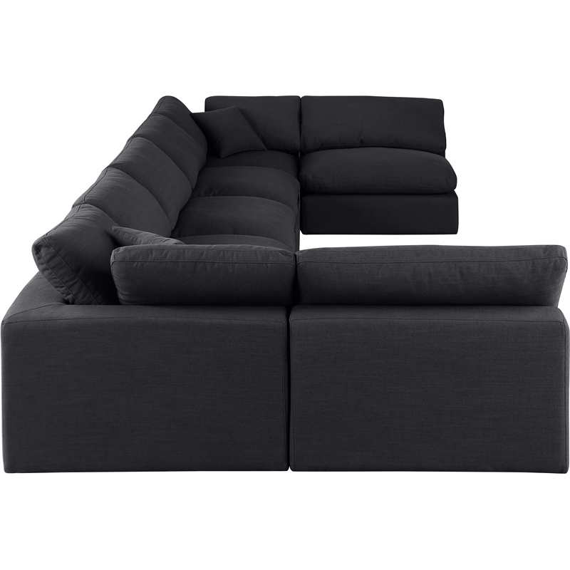 Meridian Furniture Comfy Black Linen Textured Fabric 7-Pc. Modular Sectional