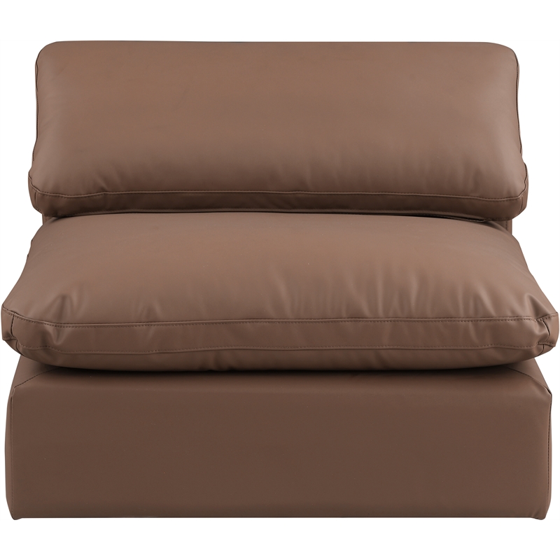 Meridian Furniture Comfy Brown Vegan Leather Armless Chair