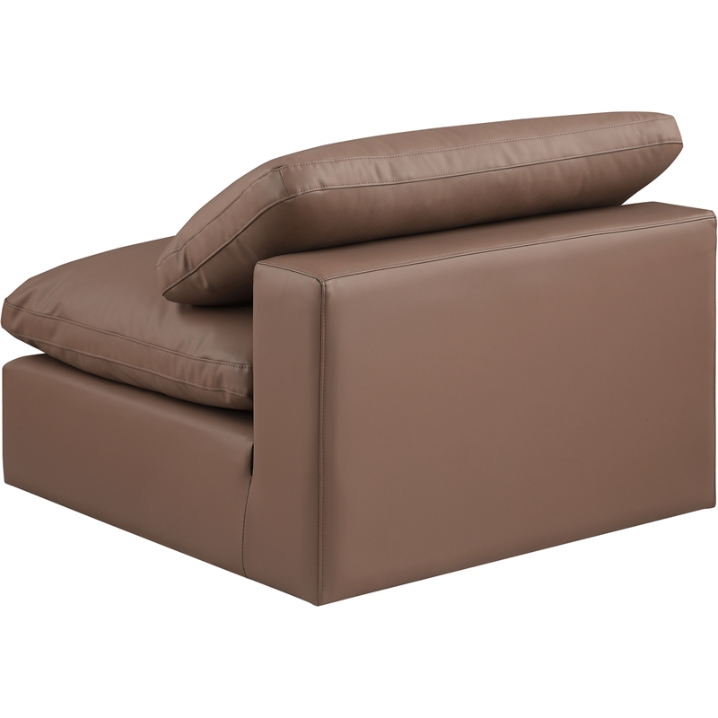 Meridian Furniture Comfy Brown Vegan Leather Armless Chair