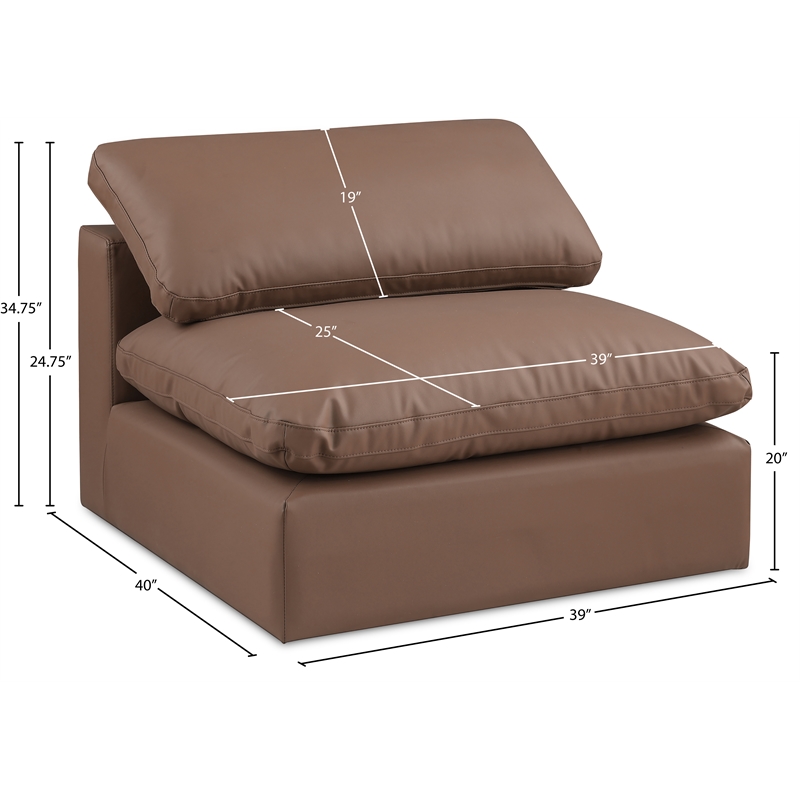 Meridian Furniture Comfy Brown Vegan Leather Armless Chair