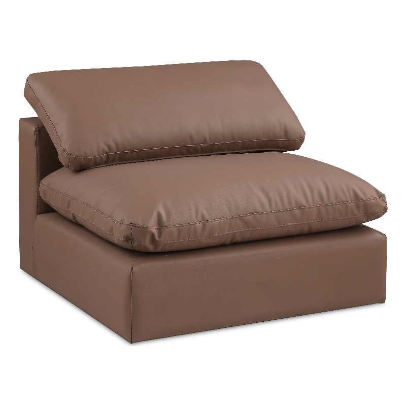 Meridian Furniture Comfy Brown Vegan Leather Armless Chair