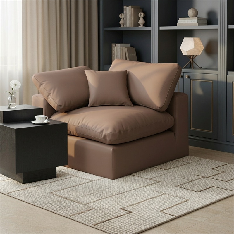Meridian Furniture Comfy Brown Vegan Leather Corner Chair