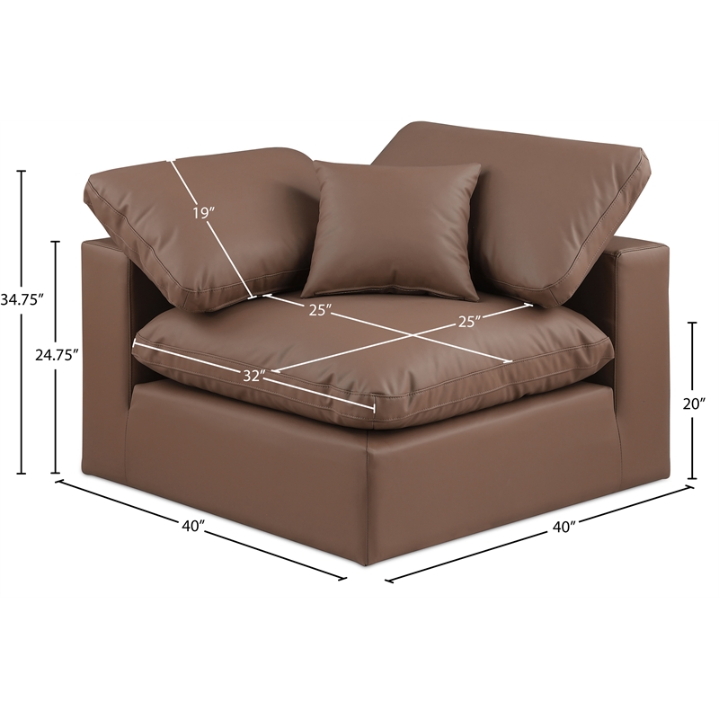 Meridian Furniture Comfy Brown Vegan Leather Corner Chair