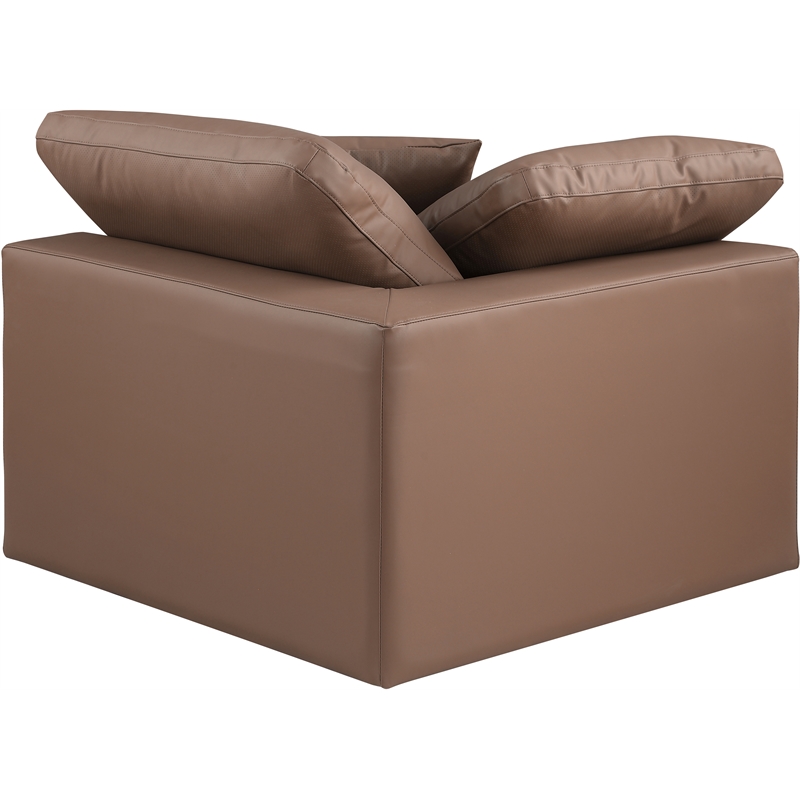 Meridian Furniture Comfy Brown Vegan Leather Corner Chair