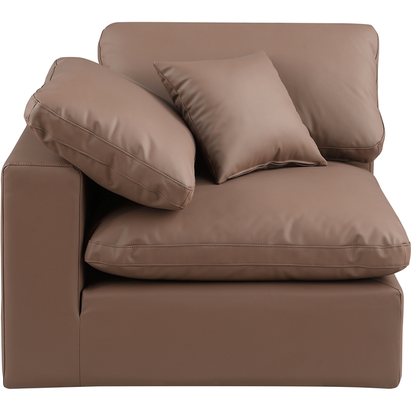 Meridian Furniture Comfy Brown Vegan Leather Corner Chair