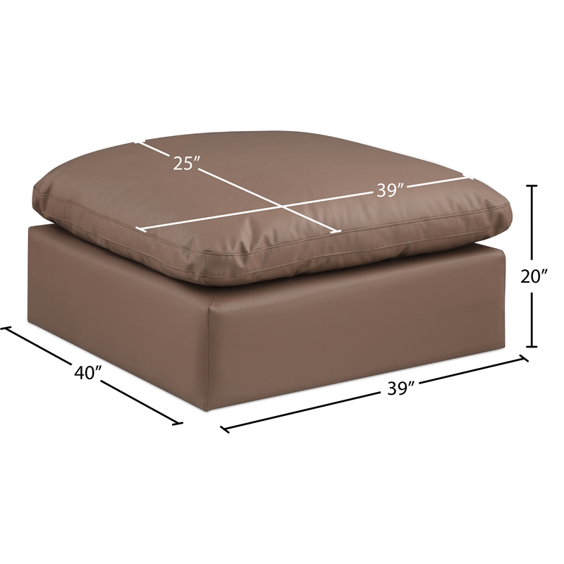 Meridian Furniture Comfy Brown Vegan Leather Ottoman