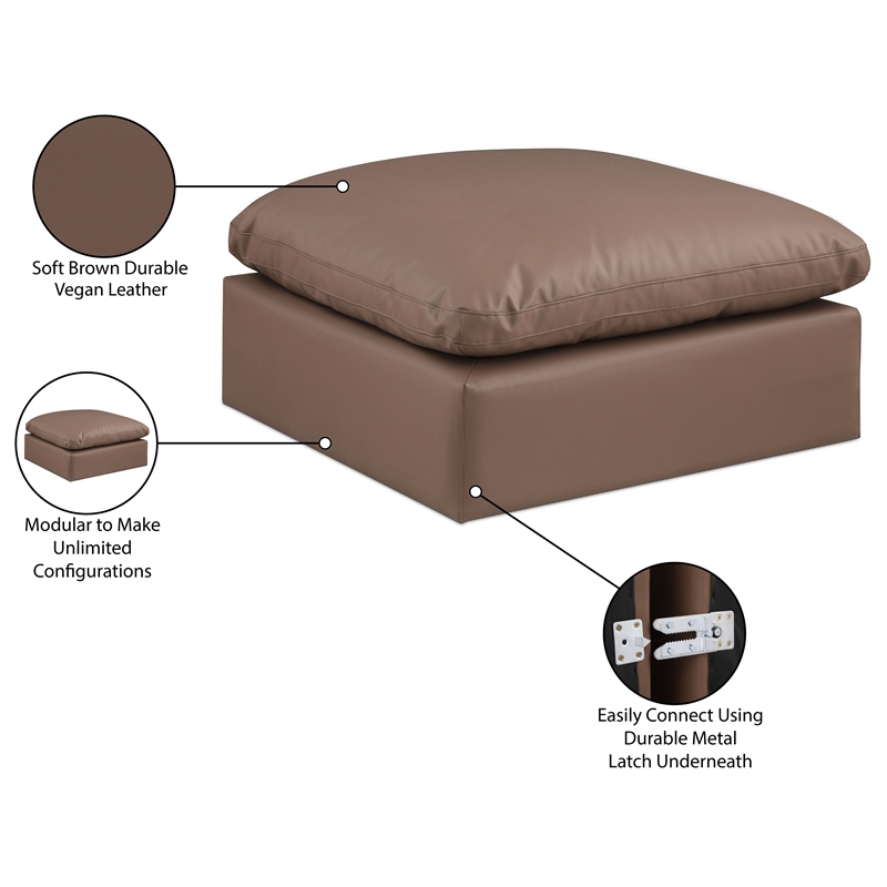Meridian Furniture Comfy Brown Vegan Leather Ottoman