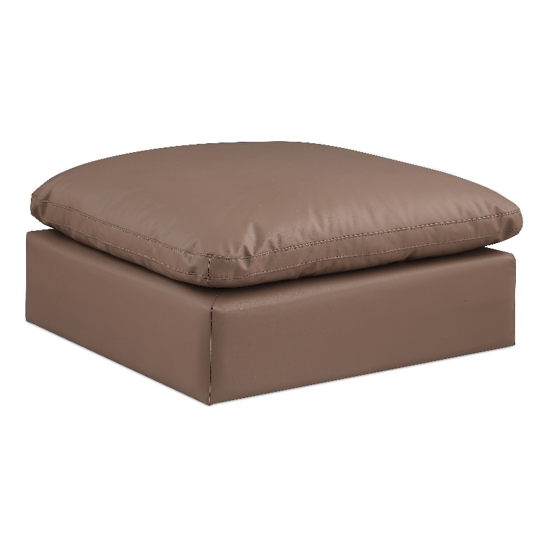 Meridian Furniture Comfy Brown Vegan Leather Ottoman