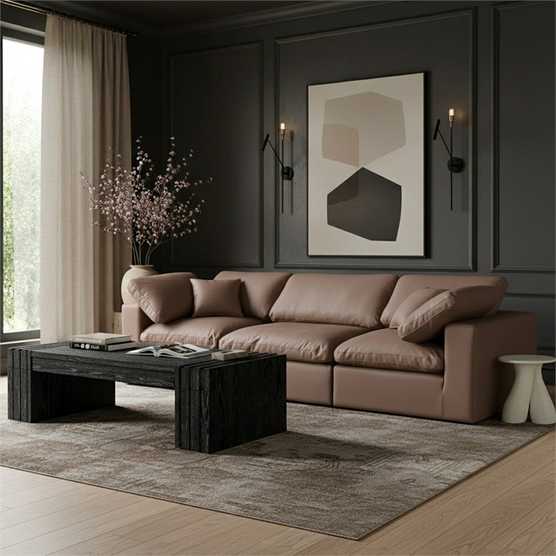 Meridian Furniture Comfy Brown Vegan Leather 3-Pc. Modular Sofa