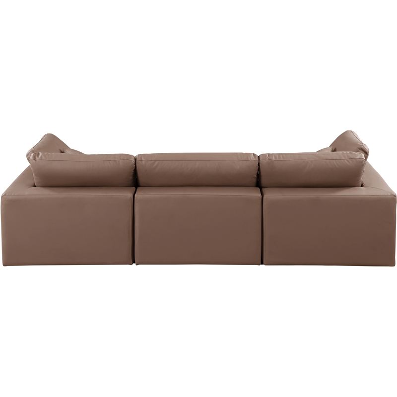 Meridian Furniture Comfy Brown Vegan Leather 3-Pc. Modular Sofa