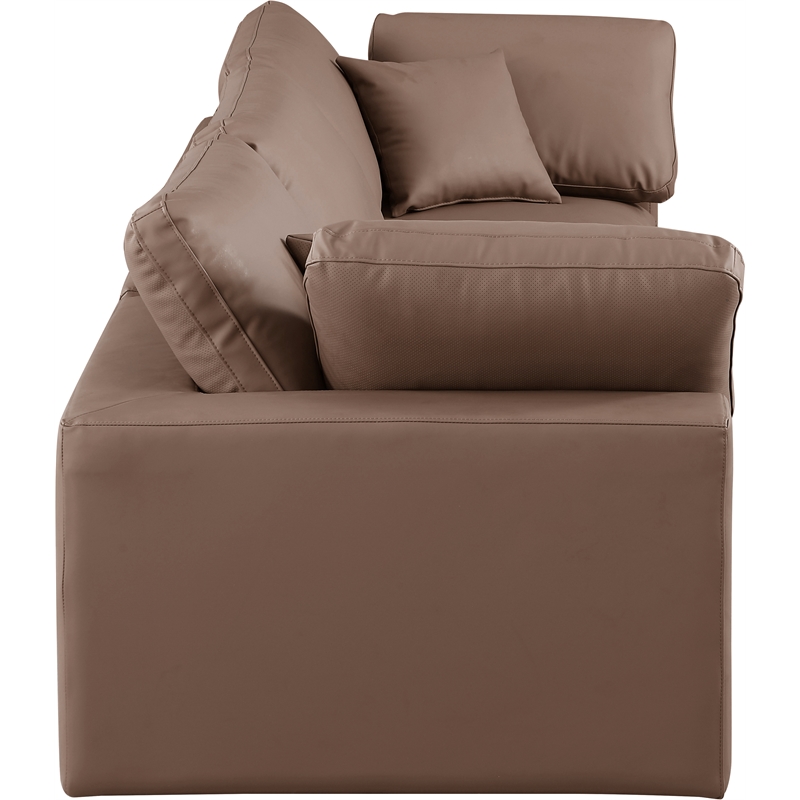 Meridian Furniture Comfy Brown Vegan Leather 3-Pc. Modular Sofa