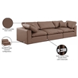 Meridian Furniture Comfy Brown Vegan Leather 3-Pc. Modular Sofa