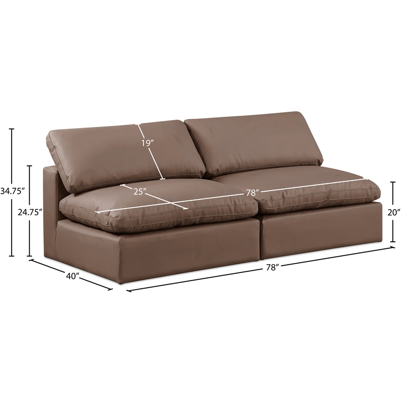 Meridian Furniture Comfy Brown Vegan Leather 2-Pc. Modular Sofa