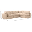 Meridian Furniture Comfy Beige Velvet 4-Pc. Modular Sectional