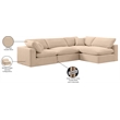 Meridian Furniture Comfy Beige Velvet 4-Pc. Modular Sectional