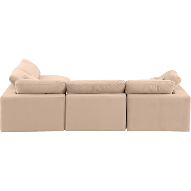 Meridian Furniture Comfy Beige Velvet 4-Pc. Modular Sectional