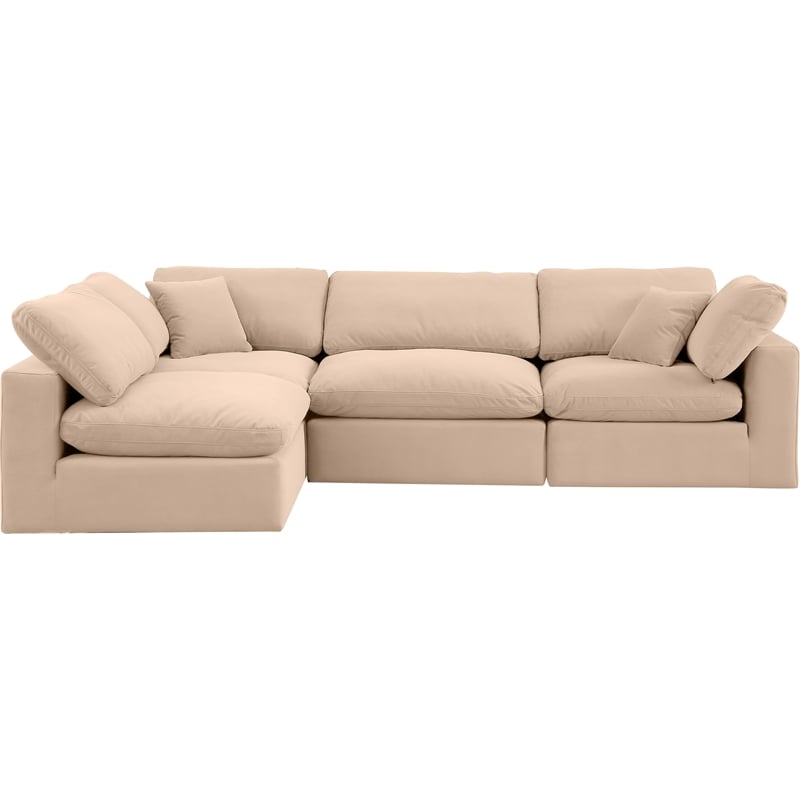 Meridian Furniture Comfy Beige Velvet 4-Pc. Modular Sectional