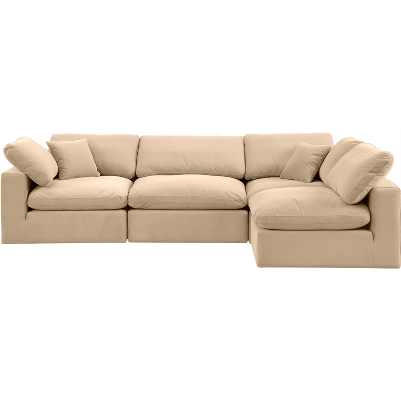 Meridian Furniture Comfy Beige Velvet 4-Pc. Modular Sectional