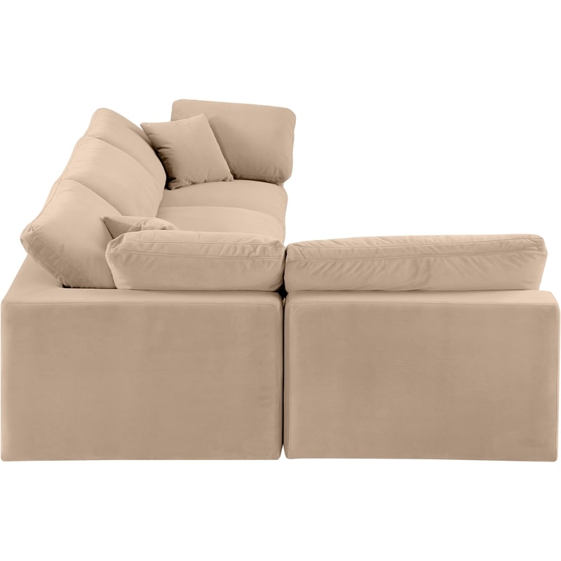 Meridian Furniture Comfy Beige Velvet 4-Pc. Modular Sectional