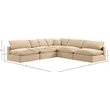 Meridian Furniture Comfy Beige Velvet 5-Pc. Modular Sectional