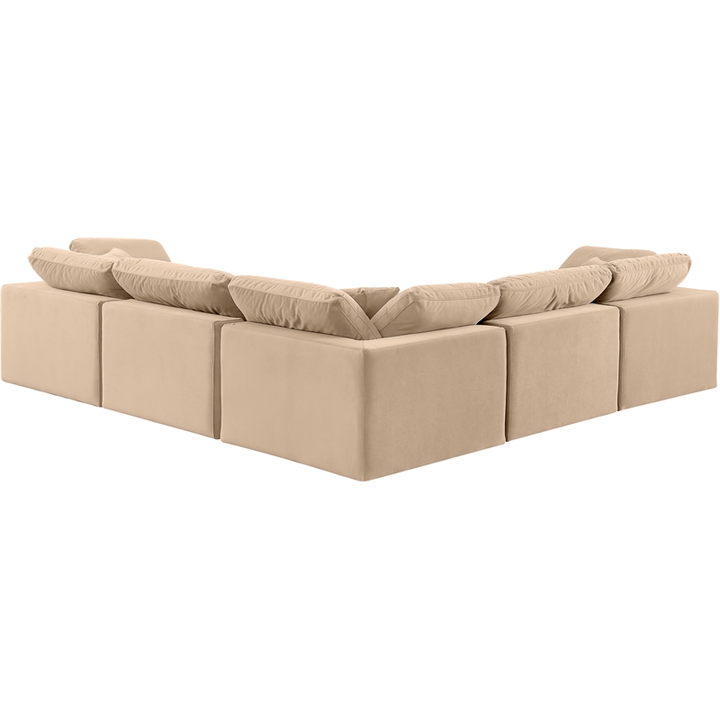 Meridian Furniture Comfy Beige Velvet 5-Pc. Modular Sectional