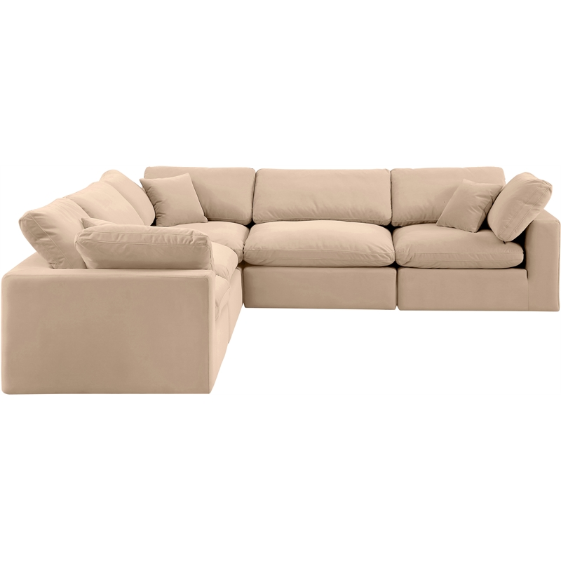 Meridian Furniture Comfy Beige Velvet 5-Pc. Modular Sectional