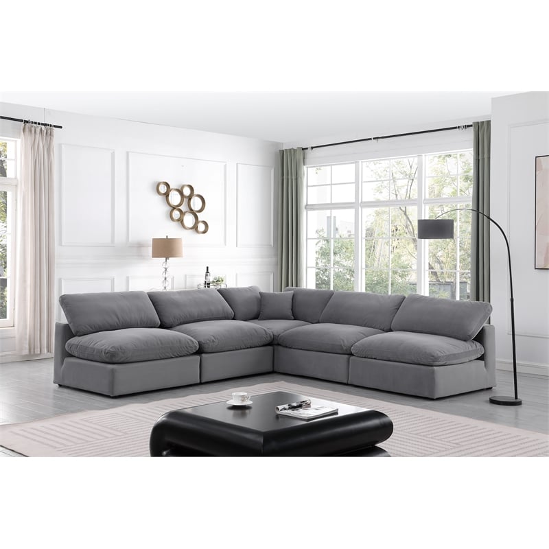 Meridian Furniture Comfy Grey Velvet 5-Pc. Modular Sectional