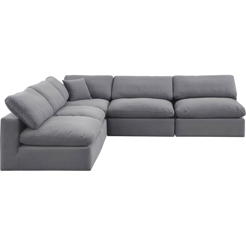 Meridian Furniture Comfy Grey Velvet 5-Pc. Modular Sectional