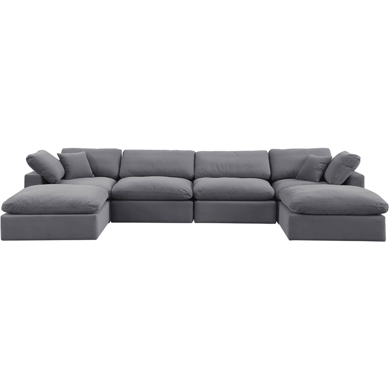 Meridian Furniture Comfy Grey Velvet 6-Pc. Modular Sectional