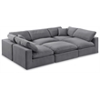 Meridian Furniture Comfy Grey Velvet 6-Pc. Modular Sectional