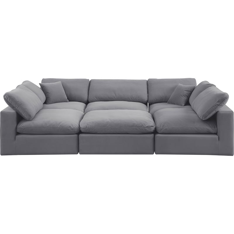 Meridian Furniture Comfy Grey Velvet 6-Pc. Modular Sectional