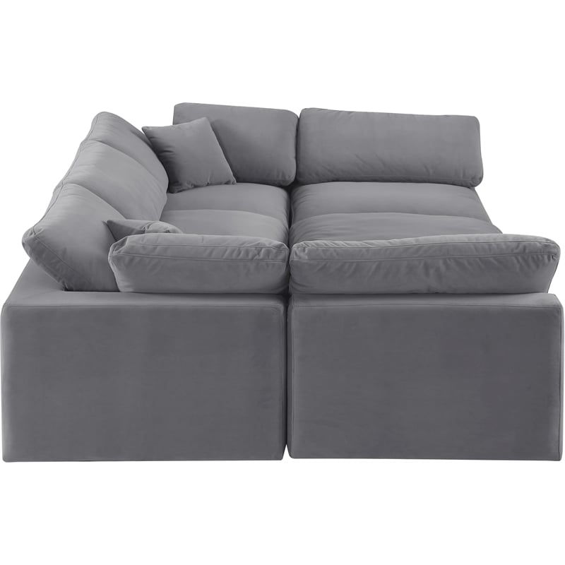 Meridian Furniture Comfy Grey Velvet 6-Pc. Modular Sectional