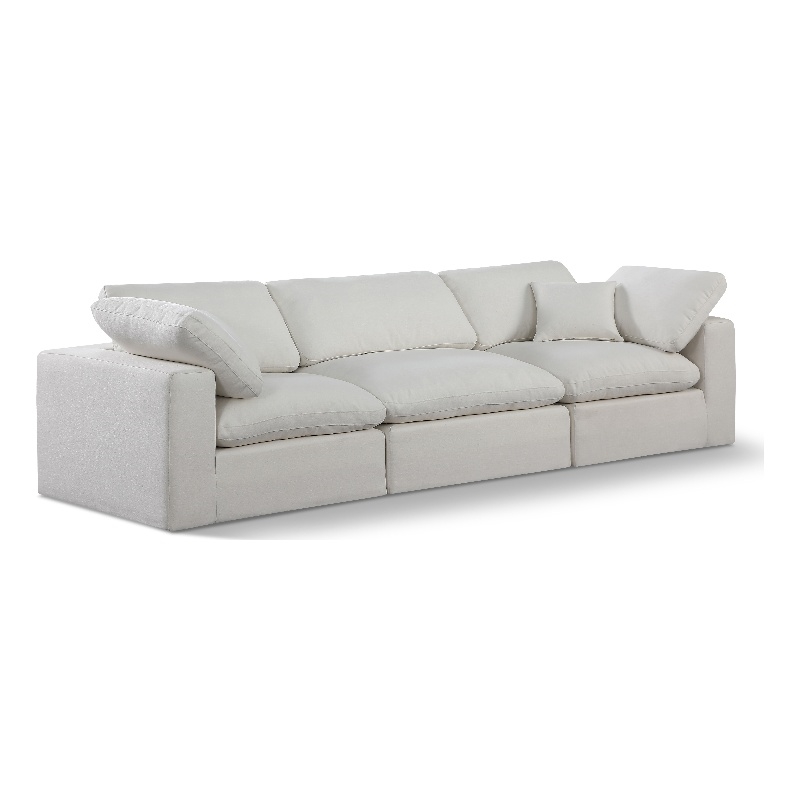 Meridian Furniture Comfy Cream Linen Textured Fabric 3-Pc. Modular Sofa