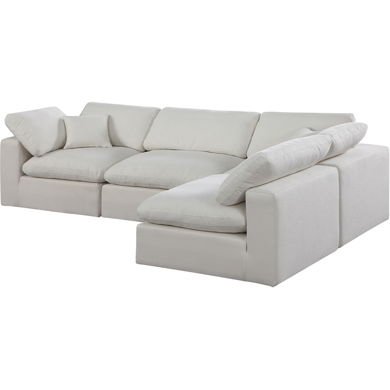Meridian Furniture Comfy Cream Linen Textured Fabric 4-Pc. Modular Sectional