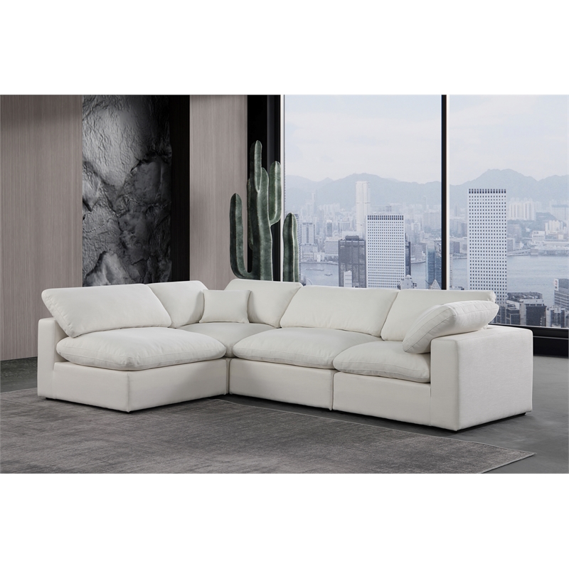 Meridian Furniture Comfy Cream Linen Textured Fabric 4-Pc. Modular Sectional