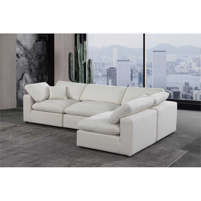 Meridian Furniture Comfy Cream Linen Textured Fabric 4-Pc. Modular Sectional