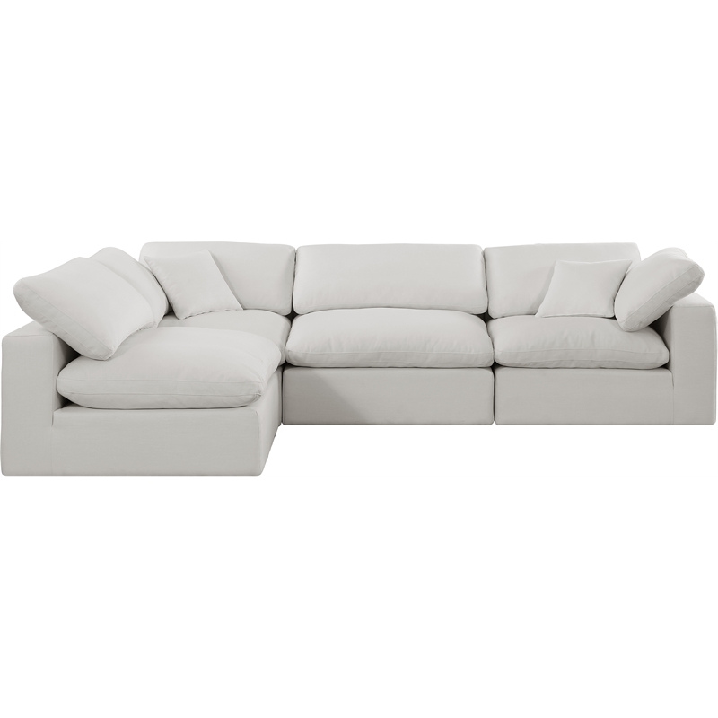 Meridian Furniture Comfy Cream Linen Textured Fabric 4-Pc. Modular Sectional